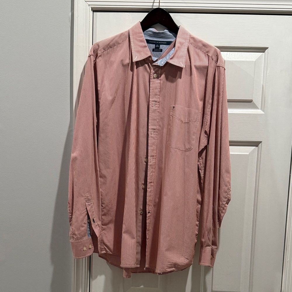 Tommy Hilfiger Men's Dusty Rose Long-Sleeve Button-Down Shirt